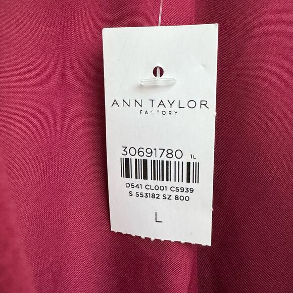 Ann Taylor Factory Trench Coat Jacket Plaid Red NWT Size Large - Picture 8 of 9